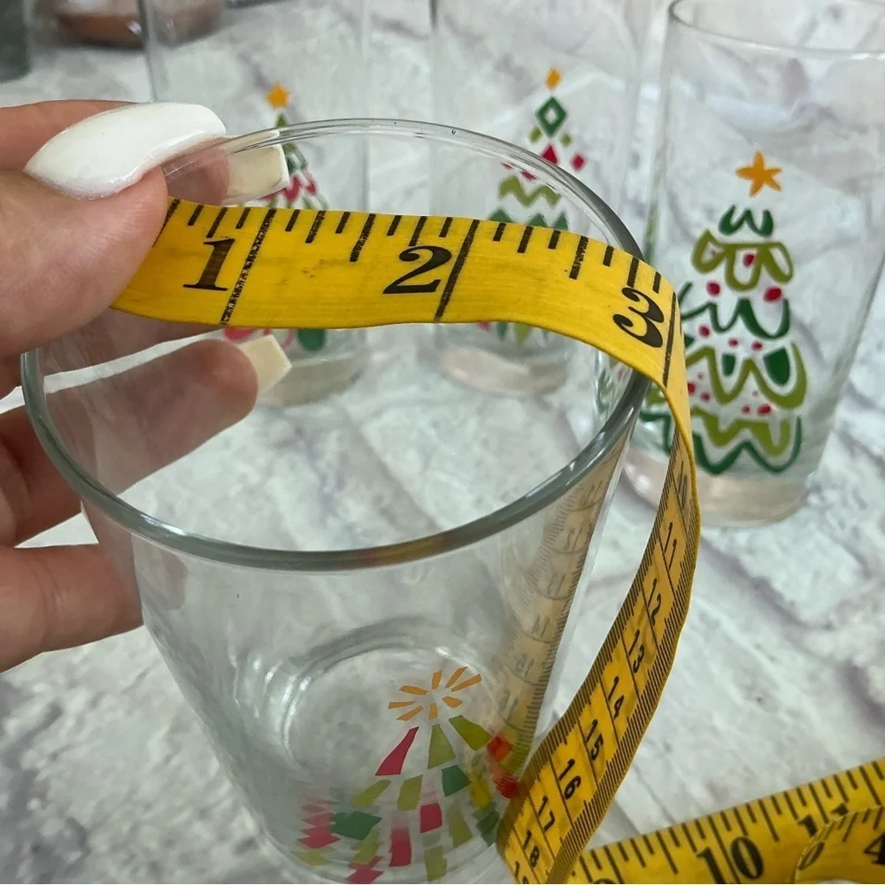 Vintage Crate&Barrel Holiday Christmas Holliday Season Tree Glasses Set Of 4